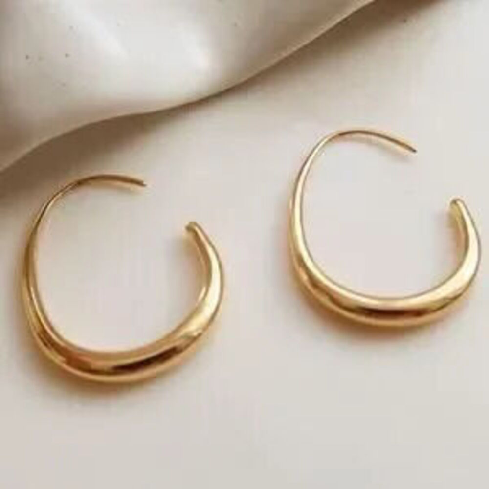 Gold Open Hoop Earrings Minimalist Dainty Earrings (1206) Gift